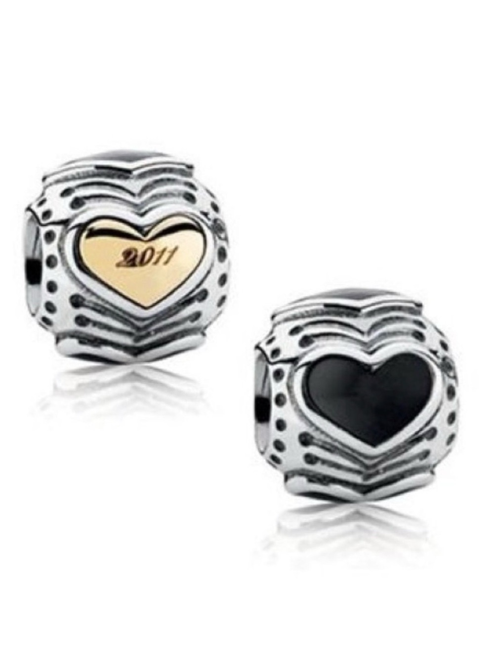 Limited Edition- Authentic PANDORA Midnight Heart Charm Sterling and Gold